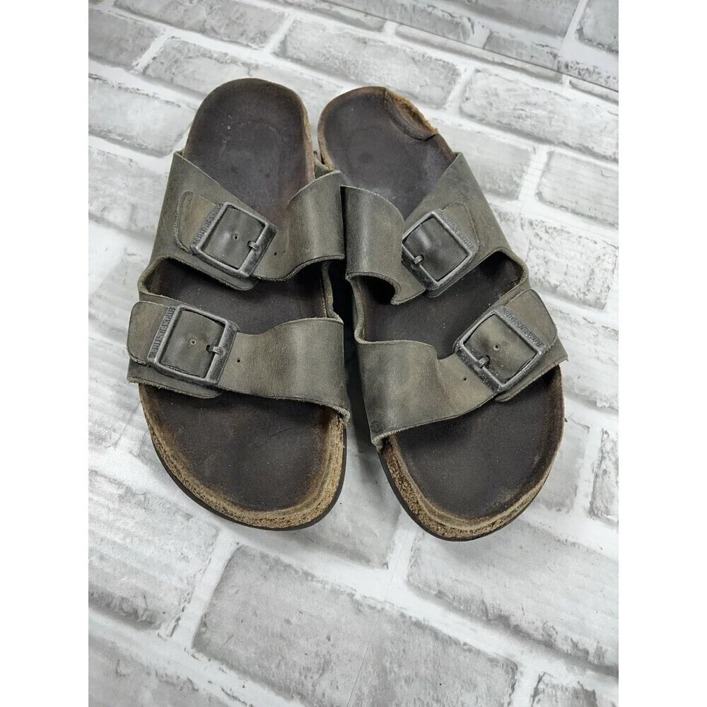 Birkenstock Arizona Soft Footbed Men's 11-11.5 Gray/ Green Comfort Sandals